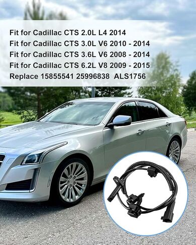 2 Pcs ABS Wheel Speed Sensors Fit for Cadillac CTS 2.0L 3.0L 3.6L 6.2L 2008-2015, Replace 15855541 5S12063 Rear Driver & Passenger Side in Kuwait