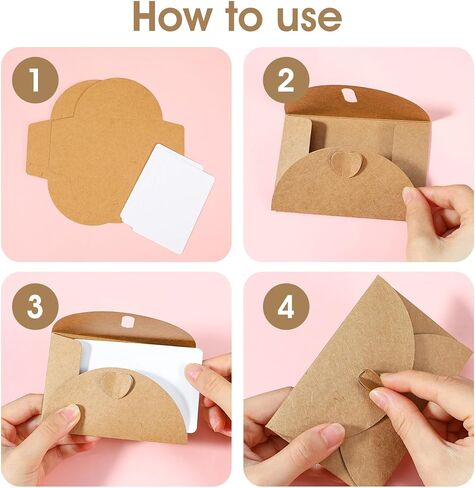 30Pcs Mini Envelopes with Blank Cards - 4.1x2.8 Inch Paper Gift Card Holders, Tiny Heart Clasp Envelopes for Wedding Party Favors, Business & Greeting Cards in Kuwait