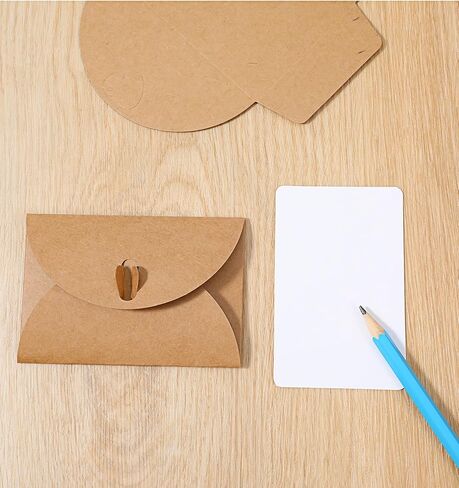30Pcs Mini Envelopes with Blank Cards - 4.1x2.8 Inch Paper Gift Card Holders, Tiny Heart Clasp Envelopes for Wedding Party Favors, Business & Greeting Cards in Kuwait