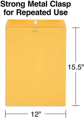 Staples 12 x 15.5 Clasp & Moistenable Glue Kraft Catalog Envelopes, Brown, Heavy‑Duty Mailing Envelopes for Documents, 100/Box in Kuwait