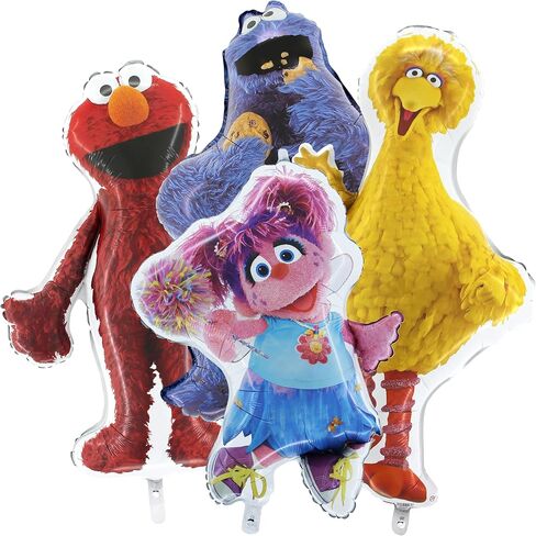 Toyland® Sesame Street Pack of 4 Jumbo Foil Balloons - Abby Cadabby, Big Bird, Cookie Monster & Elmo Characters - Kids Party Decorations in Kuwait
