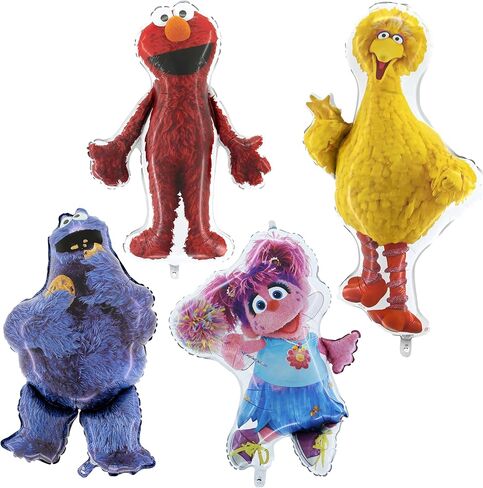 Toyland® Sesame Street Pack of 4 Jumbo Foil Balloons - Abby Cadabby, Big Bird, Cookie Monster & Elmo Characters - Kids Party Decorations in Kuwait