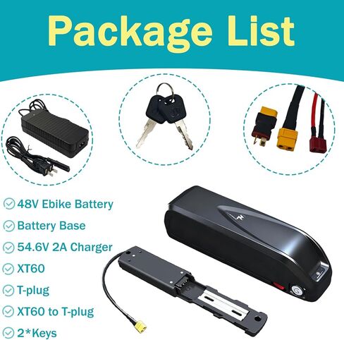 48V 20Ah Lithium Battery with 30A BMS, 5-Pin Base Connector, 2A Charger, Safety Lock, Indicator Light & USB Port, for 100-1000W Motors in Kuwait