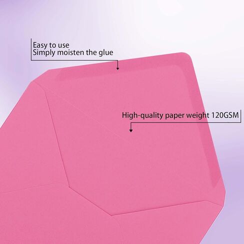 A7 Hot Pink Envelopes - 50 Pack V-flap Water Gummed 5x7 Envelopes Gift Card for Wedding Baby Shower Birthday, Invitation Envelope Set, 7.25x5.25 Inch(Hot Pink) in Kuwait
