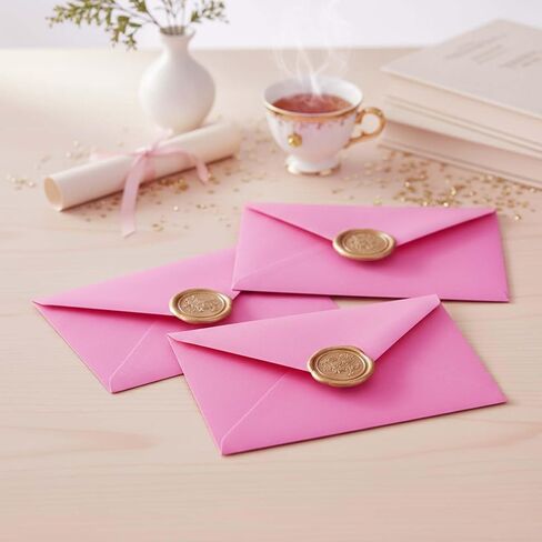 A7 Hot Pink Envelopes - 50 Pack V-flap Water Gummed 5x7 Envelopes Gift Card for Wedding Baby Shower Birthday, Invitation Envelope Set, 7.25x5.25 Inch(Hot Pink) in Kuwait