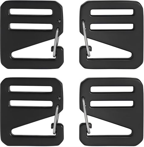 Spring Loaded Sliding Door G-Hooks (4 Pack) - Adjustable Strap Buckles 1.28" Inner Diameter, Aluminum Alloy Left & Right Hooks for Luggage, Backpack, Bag Straps - Hardware Fasteners Black in Kuwait