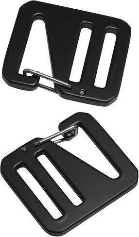 Spring Loaded Sliding Door G-Hooks (4 Pack) - Adjustable Strap Buckles 1.28" Inner Diameter, Aluminum Alloy Left & Right Hooks for Luggage, Backpack, Bag Straps - Hardware Fasteners Black in Kuwait