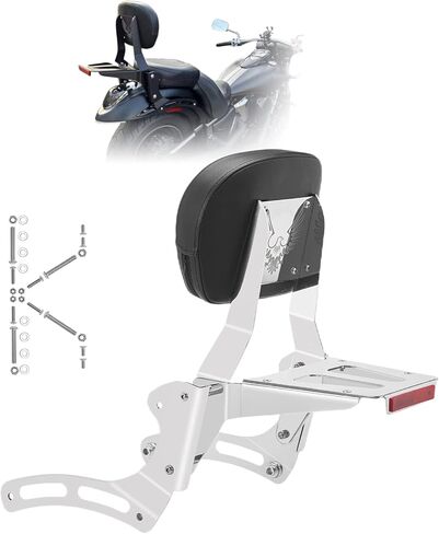Kinglemc Powersports Sissy Bar مع رف أمتعة مسند الظهر لـ Kawasaki Vulcan VN 900 2000 Classic Custom 2009-2025 (كروم) in Kuwait