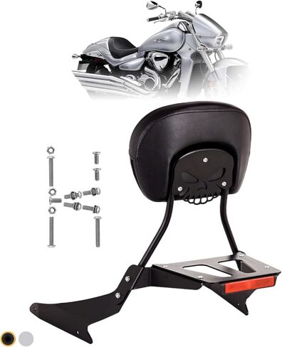 Kinglemc Powersports Sissy Bar مع رف أمتعة مسند الظهر لسوزوكي بوليفارد M109 R مع أجهزة الإرساء (فضية، غير مرصعة) in Kuwait