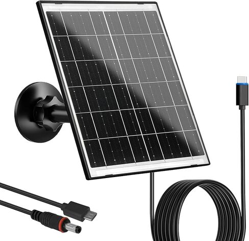 Zivif 10W Solar Panel for Security Camera, Solar Charger Compatible with Battery-Powered Cameras, USB-C, Micro USB & DC 5.5x2.1mm Ports, IP66 Waterproof, 360° Adjustable Mount, 7.2FT Cable in Saudi Arabia