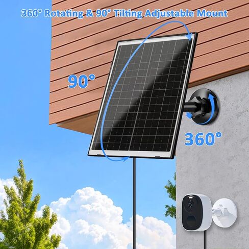 Zivif 10W Solar Panel for Security Camera, Solar Charger Compatible with Battery-Powered Cameras, USB-C, Micro USB & DC 5.5x2.1mm Ports, IP66 Waterproof, 360° Adjustable Mount, 7.2FT Cable in Saudi Arabia