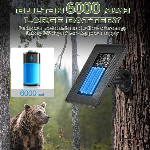 Trail Camera Solar Panel - 6000mAh Built-in Battery, Waterproof Solar Charger Kit with Multiple DC Connectors, Compatible with Tactacam Reveal Cameras in Saudi Arabia