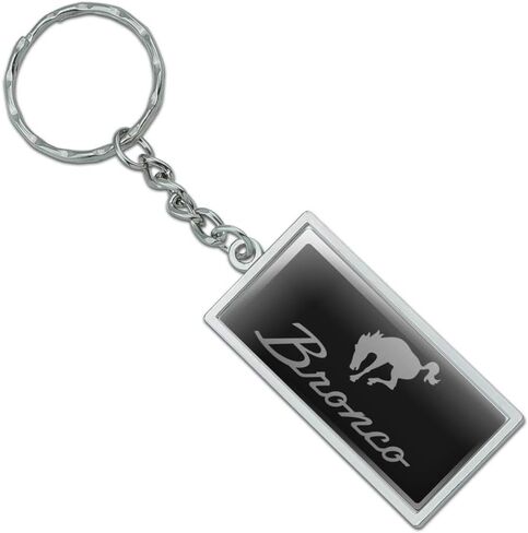 GRAPHICS & MORE Ford Bronco Chrome Logo Rectangle Chrome Plated Metal Keychain Key Chain in Kuwait