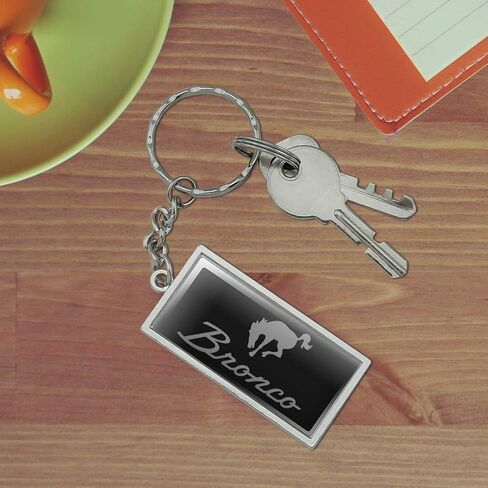 GRAPHICS & MORE Ford Bronco Chrome Logo Rectangle Chrome Plated Metal Keychain Key Chain in Kuwait