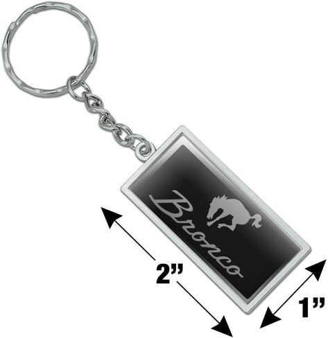 GRAPHICS & MORE Ford Bronco Chrome Logo Rectangle Chrome Plated Metal Keychain Key Chain in Kuwait