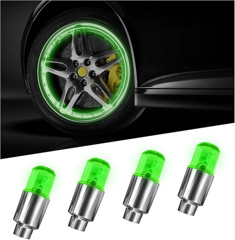 4 PCS LED Tire Valve Lights, Waterproof Tire Valve Neon Spoke Lights with Motion Sensor, Cool Wheel Stem Flash Lamps Universal for Bike Motorcycle Truck, Car Accessories (Red) in Saudi Arabia
