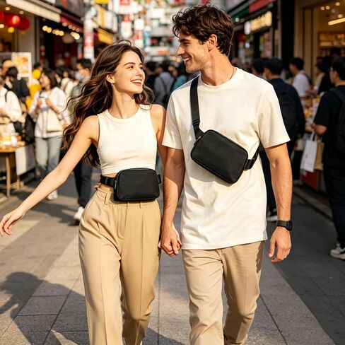 Mini Belt Bag Black Fanny Pack for Women Men Fashionable Small Waist Pack Crossbody Bag for Running,Hiking,Jogging,Cycling (Black fanny bag) in Saudi Arabia
