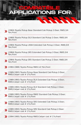 مجموعة الفرامل الأمامية R1 Concepts تناسب 1984-1995 Toyota Pickup| وسادات سيراميك، دوارات مشقوقة محفورة| الأجهزة| الدوار الأمامي مقاس 10.1 بوصة in Kuwait