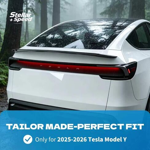 سبويلر لسيارة Tesla Model Y Juniper 2025-2026، جناح خلفي متوافق مع 2025 2026 Tesla Model Y، جناح صندوق السيارة بنمط OEM، ترقية المظهر الرياضي، أسود لامع in Kuwait