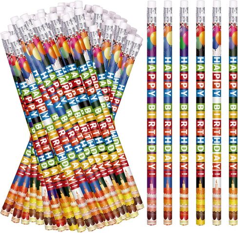 Birthday Pencils for Students Happy Birthday Pencil Bulk Colorful Wood Pencils Teacher Classroom Birthday Gifts Party Supplies (60) in Saudi Arabia