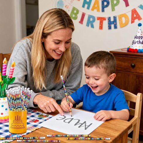 Birthday Pencils for Students Happy Birthday Pencil Bulk Colorful Wood Pencils Teacher Classroom Birthday Gifts Party Supplies (60) in Saudi Arabia