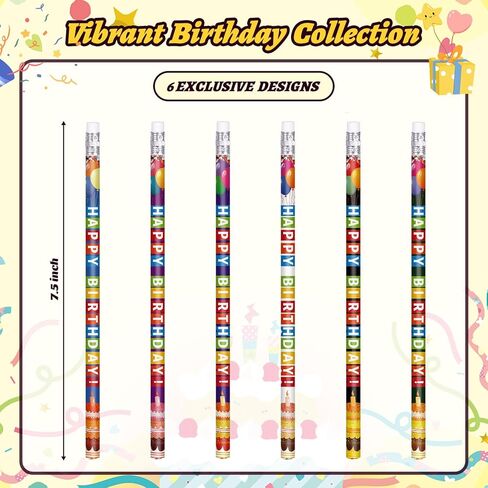 Birthday Pencils for Students Happy Birthday Pencil Bulk Colorful Wood Pencils Teacher Classroom Birthday Gifts Party Supplies (60) in Saudi Arabia