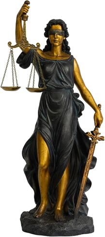 Lady Justice Statue, 13in Bronze and Gold Decorative Sculpture with Scale and Sword, Law Office Desk Decor, Lawyer Gift, Blind Justice Figurine for Bookshelf Living Room (Bronze & Gold) in Saudi Arabia