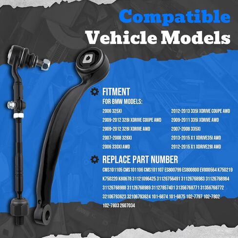 AUTOKAY Set of 12 Front Lower Control Arm Suspension Kit fit for BMW 3 Series 325xi 330xi 328xi 330Xi 335xi 328i xDrive 335i xDrive and X1 xDrive35i xDrive28i w/Ball Joint RE# CMS101105 CMS101106 in Saudi Arabia