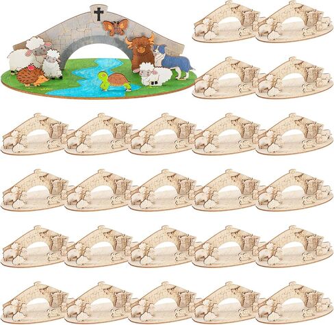 DoubleFill 12 مجموعة 2026 Vbs الحرف اليدوية للفصول الدراسية DIY الزمرد الصليب تحت عنوان الحرفية مجموعات حيوانات المزرعة القواطع الخشبية عدة البلد الحيوان متعدد الطبقات الحرف اليدوية لمدرسة الأحد الكنيسة الكتاب المقدس ديكور in Kuwait