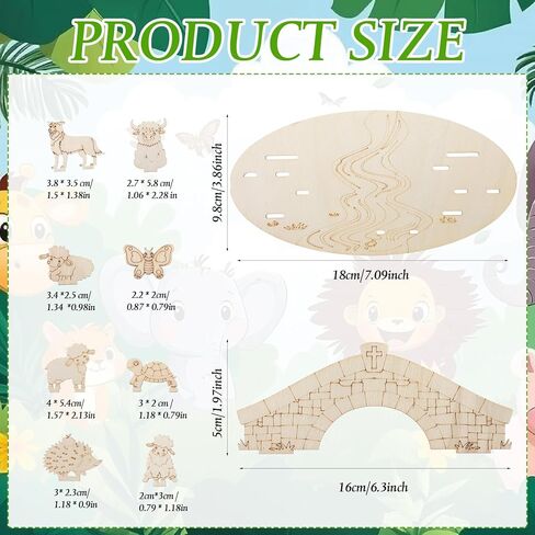 DoubleFill 12 مجموعة 2026 Vbs الحرف اليدوية للفصول الدراسية DIY الزمرد الصليب تحت عنوان الحرفية مجموعات حيوانات المزرعة القواطع الخشبية عدة البلد الحيوان متعدد الطبقات الحرف اليدوية لمدرسة الأحد الكنيسة الكتاب المقدس ديكور in Kuwait