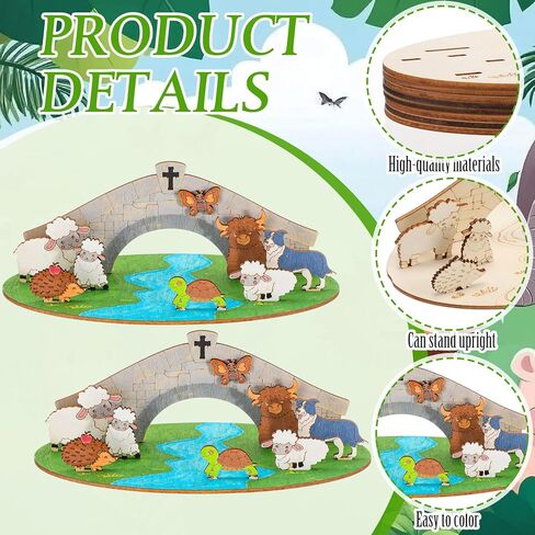 DoubleFill 12 مجموعة 2026 Vbs الحرف اليدوية للفصول الدراسية DIY الزمرد الصليب تحت عنوان الحرفية مجموعات حيوانات المزرعة القواطع الخشبية عدة البلد الحيوان متعدد الطبقات الحرف اليدوية لمدرسة الأحد الكنيسة الكتاب المقدس ديكور in Kuwait
