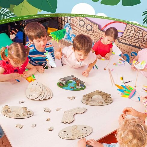 DoubleFill 12 مجموعة 2026 Vbs الحرف اليدوية للفصول الدراسية DIY الزمرد الصليب تحت عنوان الحرفية مجموعات حيوانات المزرعة القواطع الخشبية عدة البلد الحيوان متعدد الطبقات الحرف اليدوية لمدرسة الأحد الكنيسة الكتاب المقدس ديكور in Kuwait