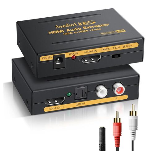 Avedio Links 4K HDMI Severio Extractor Flitter ، 1080p HDMI لمحول الصوت HDMI + Toslink SPDIF + L/R التناظرية التناظرية ، محول الصوت HDMI لعصا النار ، بلو راي لاعب (4K 30Hz أبيض) in Kuwait