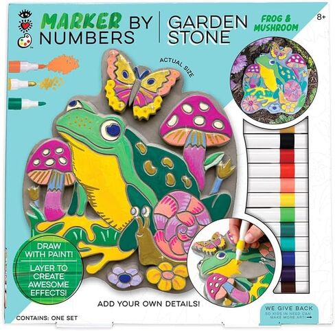 مجموعة أقلام التحديد ذات الخطوط الساطعة من Numbers Garden Stone Craft للأطفال من سن 8 سنوات فما فوق | فن حديقة على طراز الطلاء حسب الأرقام مع 12 قلم تلوين وقلم تحديد ذهبي وحجر زخرفي in Kuwait