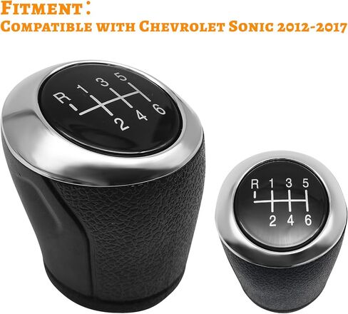 QianBao 6-Speed Shift Knob Compatible with Chevrolet Aveo Sonic T300 2012-2017 ABS Manual Gear Shift Lever Knob Head Car Interior Accessories Black Silver in Kuwait