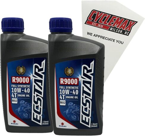 عبوتان من Cyclemax متوافقة مع زيت المحرك الاصطناعي بالكامل سوزوكي Ecstar R9000 10w40 990A0-01E40-01Q يحتوي على 2 كوارت وقمع in Kuwait