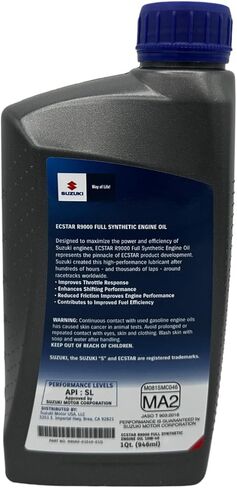 عبوتان من Cyclemax متوافقة مع زيت المحرك الاصطناعي بالكامل سوزوكي Ecstar R9000 10w40 990A0-01E40-01Q يحتوي على 2 كوارت وقمع in Kuwait