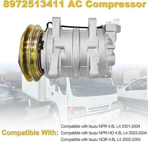 AC Compressor Compatible with Isuzu NPR NPR-HD NQR 4.8L L4 2001-2004, 8972513411 940-5218 506211-7770 506011-9611 506011-9610 8972513410 in Saudi Arabia
