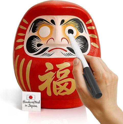 Daruma Doll Handmade in Japan – Authentic Red 3.5 inch Traditional Japanese Takasaki Good Luck Goal Setting Doll for Success, Motivation & Zen Decor – Unique Meaningful Gift Ornament Charm – Size 1 in Saudi Arabia