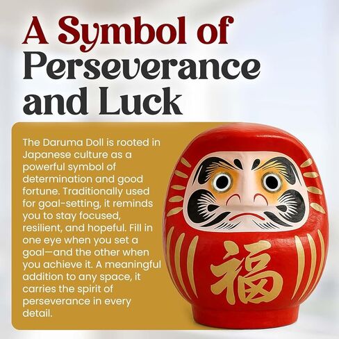 Daruma Doll Handmade in Japan – Authentic Red 3.5 inch Traditional Japanese Takasaki Good Luck Goal Setting Doll for Success, Motivation & Zen Decor – Unique Meaningful Gift Ornament Charm – Size 1 in Saudi Arabia