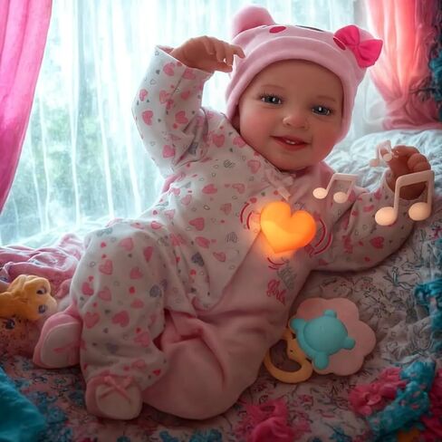 BABESIDE Reborn Baby Dolls with Heartbeat, Coos & Breathing - Leen, 20-Inch Sweet Smile Realistic-Newborn Baby Dolls Soft Body Baby Girl Dolls Look Real for Kids Age 3+ in Kuwait