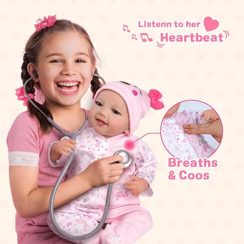 BABESIDE Reborn Baby Dolls with Heartbeat, Coos & Breathing - Leen, 20-Inch Sweet Smile Realistic-Newborn Baby Dolls Soft Body Baby Girl Dolls Look Real for Kids Age 3+ in Kuwait