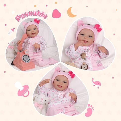 BABESIDE Reborn Baby Dolls with Heartbeat, Coos & Breathing - Leen, 20-Inch Sweet Smile Realistic-Newborn Baby Dolls Soft Body Baby Girl Dolls Look Real for Kids Age 3+ in Kuwait