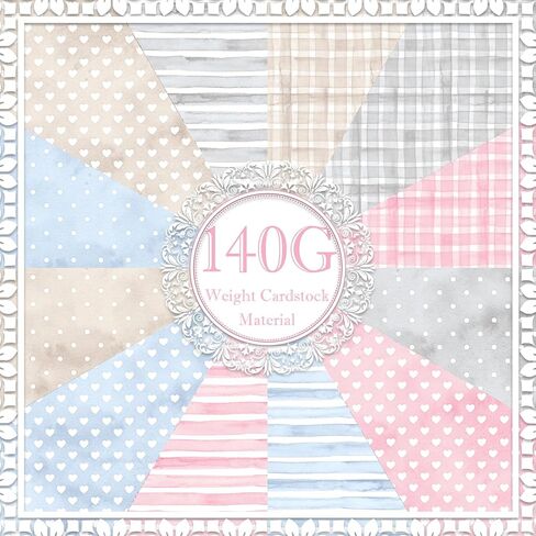 24 Sheets Baby Shower Scrapbook Paper, 12 Strip Plaid Dot Floral Patterns Decorative Craft Paper Folded Flat for Birthday DIY Crafts Card Making Photo Album Decor, 11.8'' x 11.8' (Baby) in Saudi Arabia