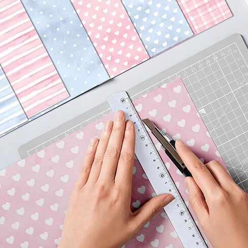 24 Sheets Baby Shower Scrapbook Paper, 12 Strip Plaid Dot Floral Patterns Decorative Craft Paper Folded Flat for Birthday DIY Crafts Card Making Photo Album Decor, 11.8'' x 11.8' (Baby) in Saudi Arabia