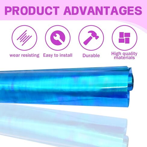 Automotive Universal Car Lamp Film 15.7 X 48inch Cuttable and Stretchability, Non-Marking Self-Adhesive Decals Car Decor, Car Headlight Taillight Fog Lamp Packaging Protective Film, Blue in Saudi Arabia