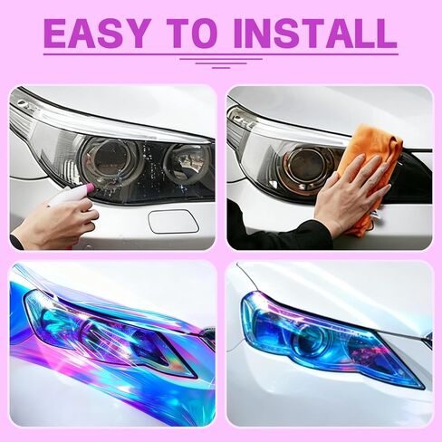 Automotive Universal Car Lamp Film 15.7 X 48inch Cuttable and Stretchability, Non-Marking Self-Adhesive Decals Car Decor, Car Headlight Taillight Fog Lamp Packaging Protective Film, Blue in Saudi Arabia