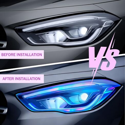 Automotive Universal Car Lamp Film 15.7 X 48inch Cuttable and Stretchability, Non-Marking Self-Adhesive Decals Car Decor, Car Headlight Taillight Fog Lamp Packaging Protective Film, Blue in Saudi Arabia