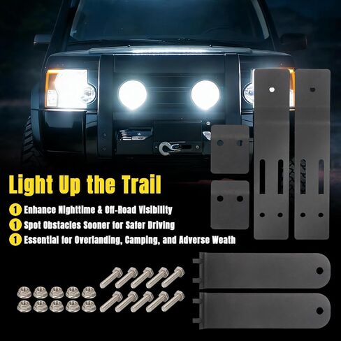 طقم دعامة تثبيت لشريط الضوء من Motoparty لسيارة Land Rover Discovery 3 D3 4 D4 (2004-2016) | دعامات تثبيت خفيفة للخدمة الشاقة على الطرق الوعرة | سهلة التركيب in Kuwait