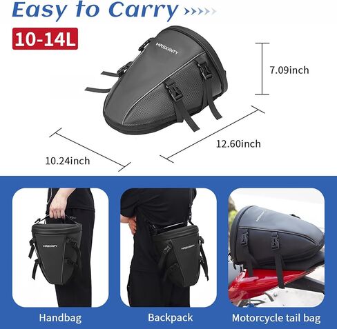 MRSXXNTY Motorcycle Tail Bag Saddle Bags Motorcycles Motorcycle Accessories Gear for Men Tapered Rear Seat Bag Waterproof & Expandable Suitable for Outdoor Cycling and Daily Commuting in Saudi Arabia